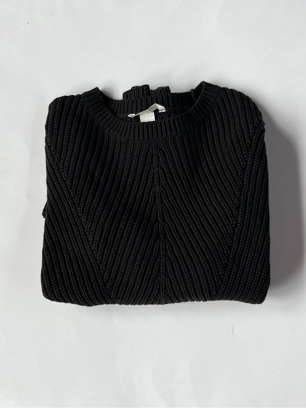 H&M Black Ribbed Crewneck Sweater, Size Small